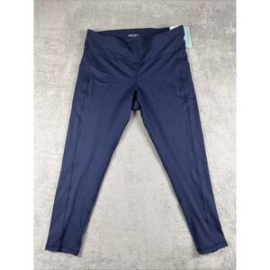 NWT Ideology Plus Size Women's High Waist Side Pocket 7/8 Leggings Navy Size 2X